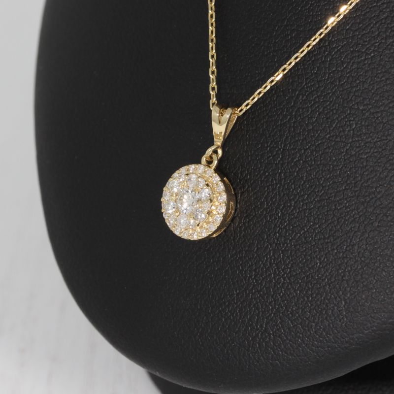 Wert 2190 € Brillant Anhänger (0,36 carat) mit Kette in 585er 14 K Gelbgold - 86609