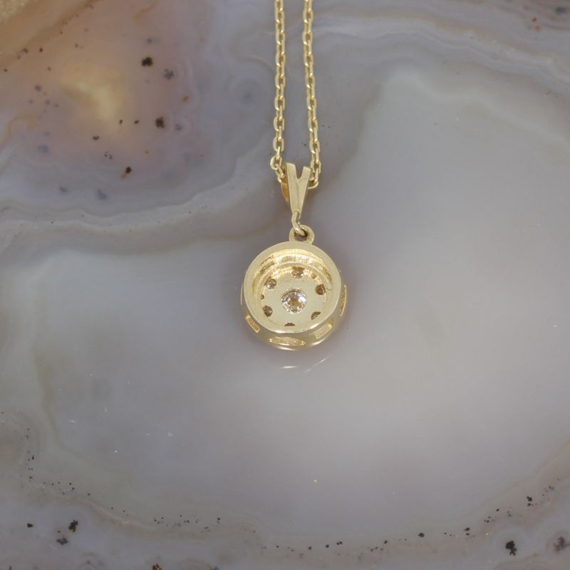 Wert 2190 € Brillant Anhänger (0,36 carat) mit Kette in 585er 14 K Gelbgold - 86609