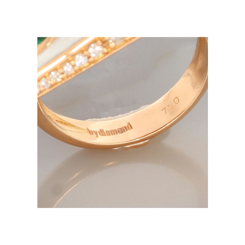 Wert 6390 € Brillant Smaragd Perlmutt Ring in 585er 14 K Rosegold - 86617
