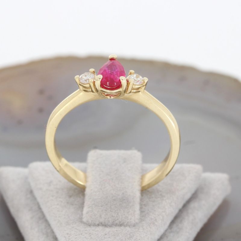 Wert 1290 € Brillant Rubin Ring in 585er 14 K Gelbgold - 86625