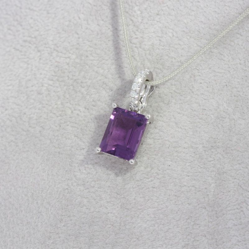 Wert 550 € Brillant Amethyst Anhänger in 750er 18 K Weißgold - H1410