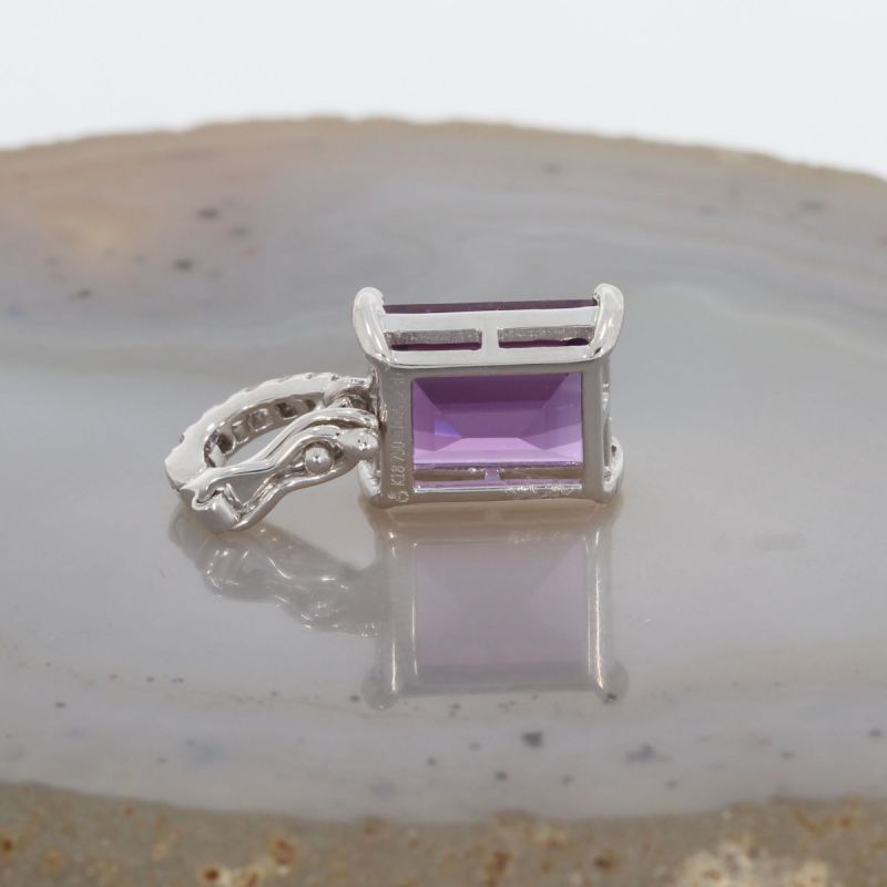 Wert 550 € Brillant Amethyst Anhänger in 750er 18 K Weißgold - H1410
