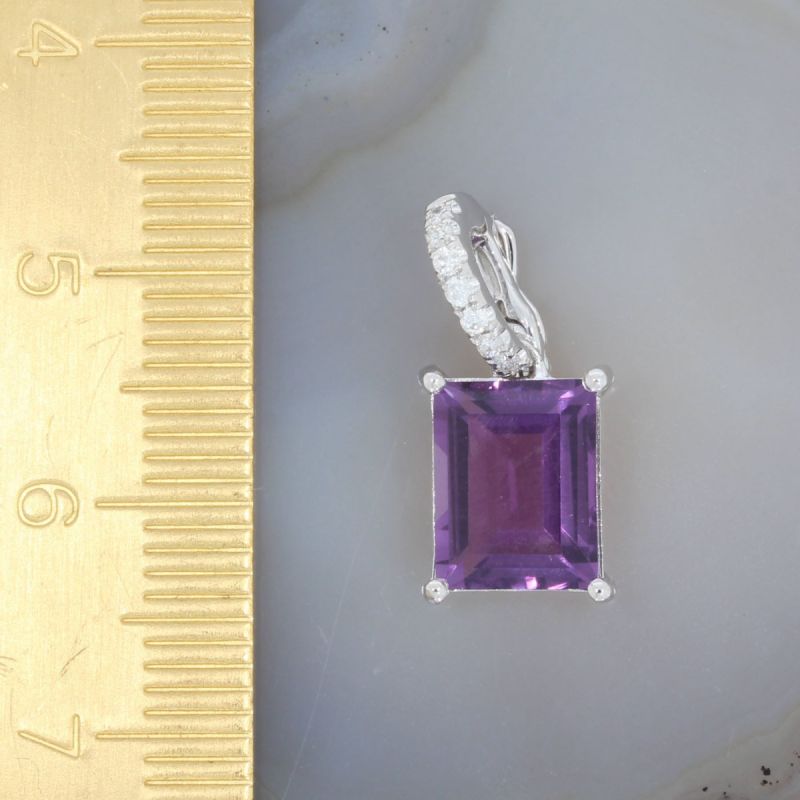 Wert 550 € Brillant Amethyst Anhänger in 750er 18 K Weißgold - H1410