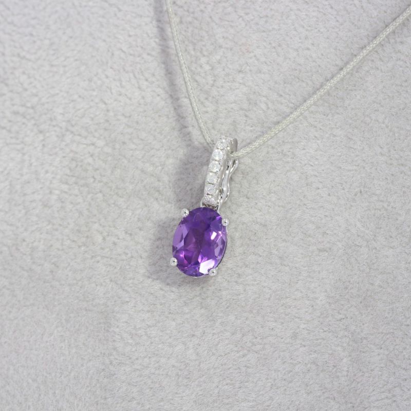 Wert 450 € Brillant Amethyst Anhänger in 750er 18 K Weißgold - H1411
