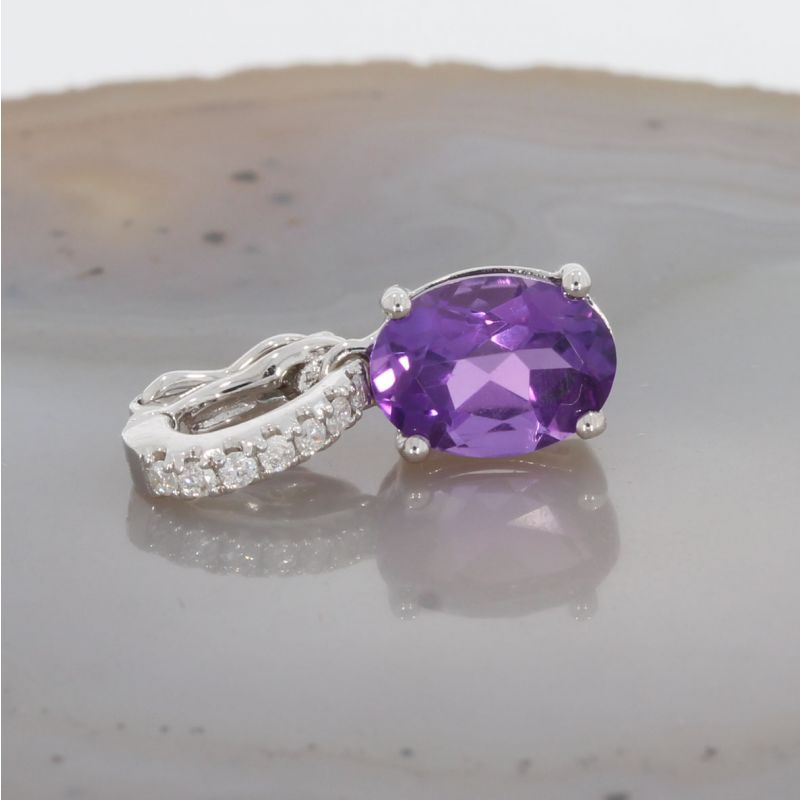 Wert 450 € Brillant Amethyst Anhänger in 750er 18 K Weißgold - H1411