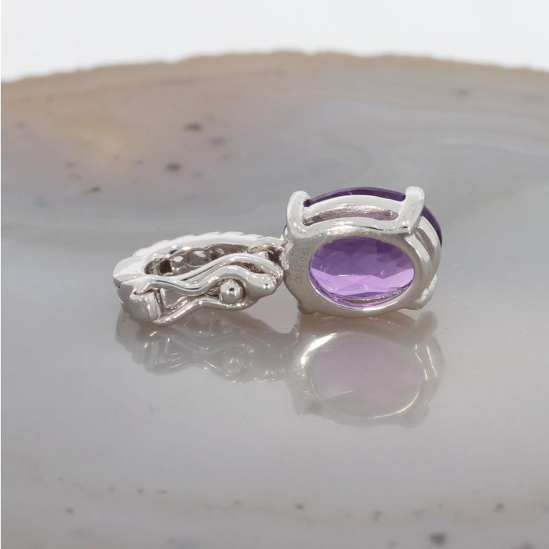 Wert 450 € Brillant Amethyst Anhänger in 750er 18 K Weißgold - H1411