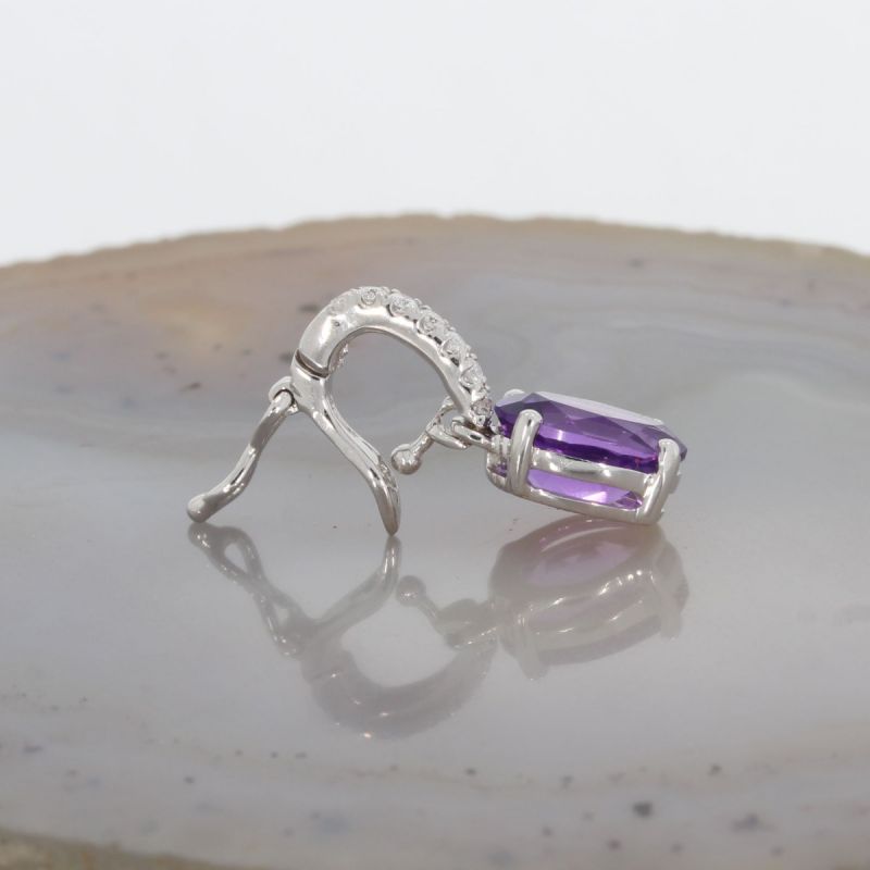 Wert 450 € Brillant Amethyst Anhänger in 750er 18 K Weißgold - H1411