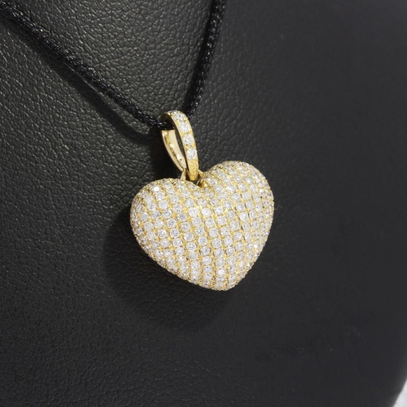 Sale! Wert 3390 € Brillant Anhänger Herz (0,90 carat) in 750er 18 K Gelbgold - 86803