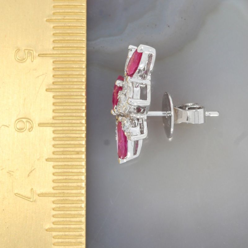 Sale! Wert 4350 € Brillant Diamant Rubin Ohrringe in 750er 18 K Weißgold - 86853