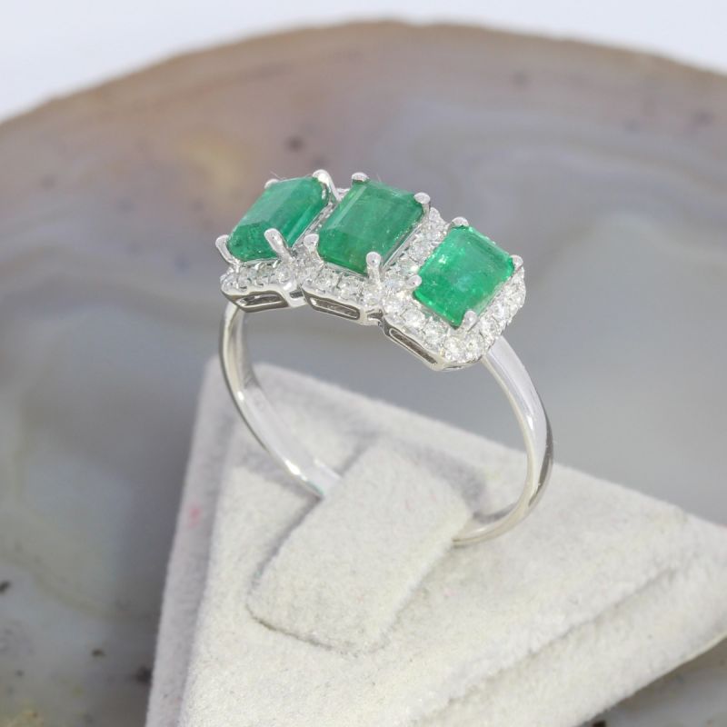 Sale! Wert 2290 € Brillant Smaragd Ring in 750er 18 K Weißgold - 86862