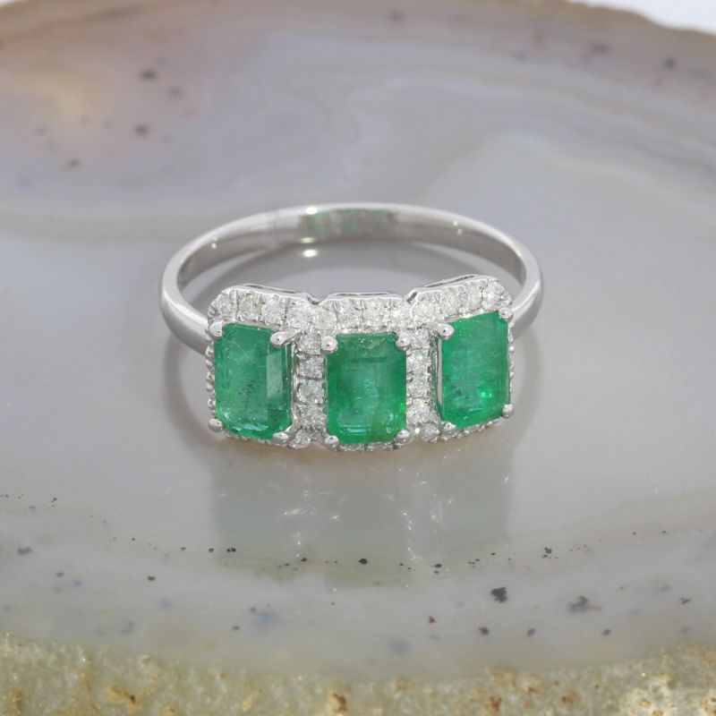 Sale! Wert 2290 € Brillant Smaragd Ring in 750er 18 K Weißgold - 86862