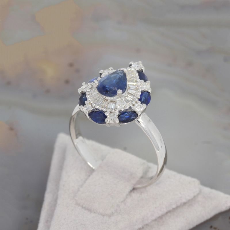 Wert 2590 € Brillant Diamant Saphir Ring in 750er 18 K Weißgold - 86870