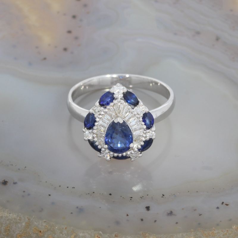 Wert 2590 € Brillant Diamant Saphir Ring in 750er 18 K Weißgold - 86870