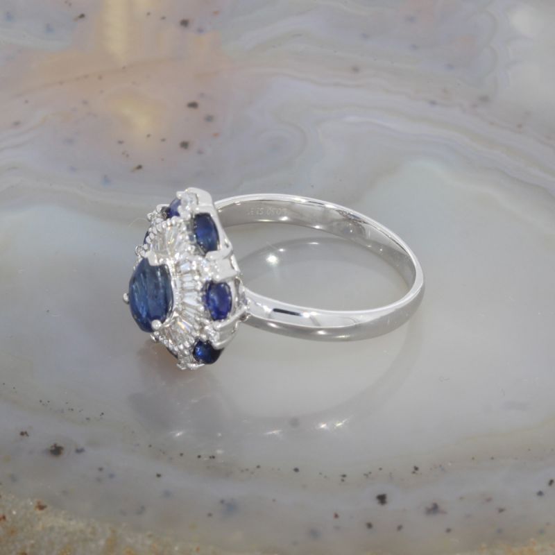 Wert 2590 € Brillant Diamant Saphir Ring in 750er 18 K Weißgold - 86870