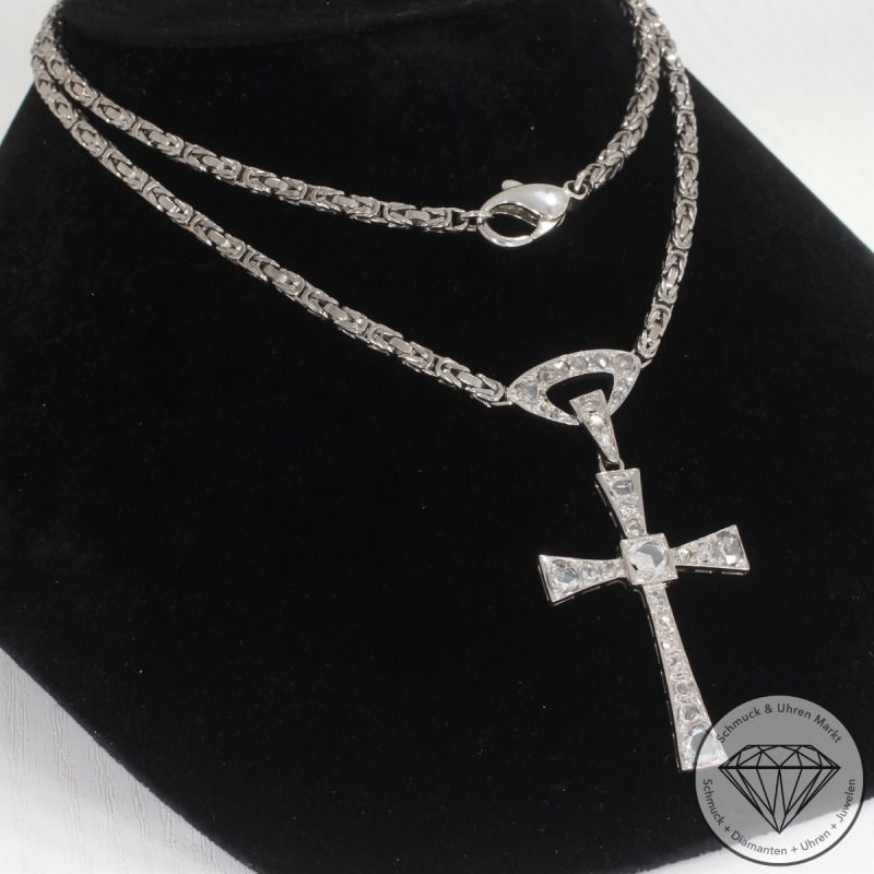 Wert 14490 € Diamant Königs Collier Kreuz in 750er 18 K Weißgold - 86939