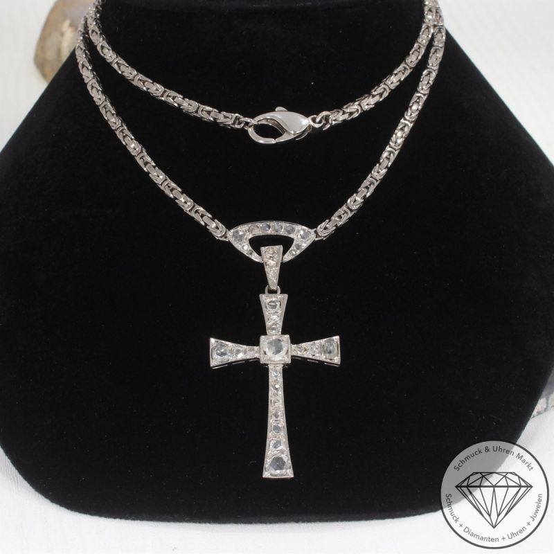 Wert 14490 € Diamant Königs Collier Kreuz in 750er 18 K Weißgold - 86939