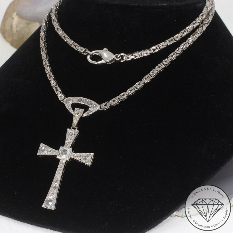 Wert 14490 € Diamant Königs Collier Kreuz in 750er 18 K Weißgold - 86939