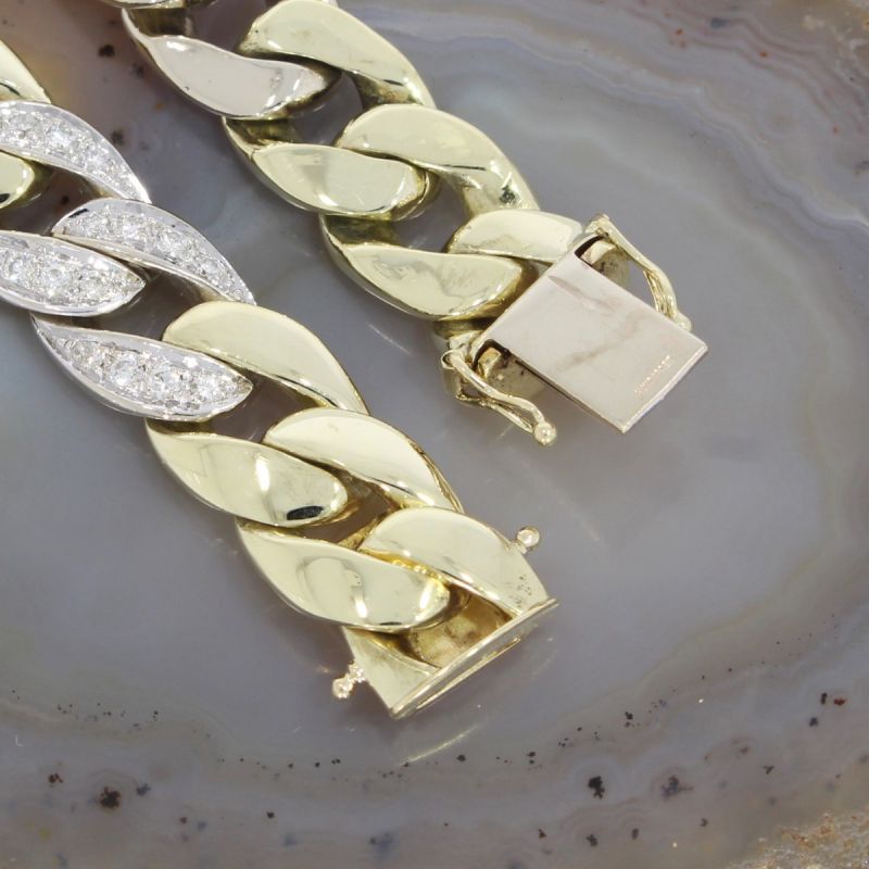 Wert 12290 € Bicolor Brillant Panzer Armband (ca. 1,50 carat) in 585er 14 K Gold - 86949