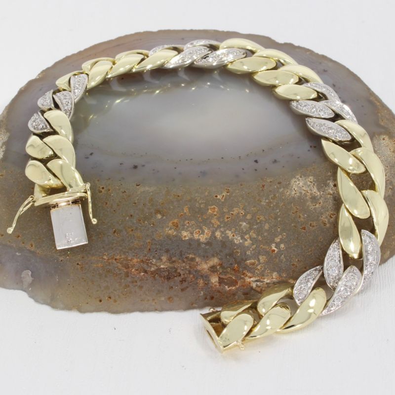 Wert 12290 € Bicolor Brillant Panzer Armband (ca. 1,50 carat) in 585er 14 K Gold - 86949