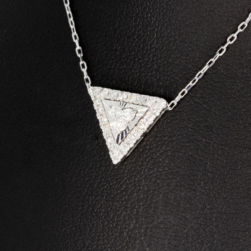 Sale! Wert 2490 € Brillant Anhänger & Kette (0,29 carat) in 750er 18 K Weißgold - H1478