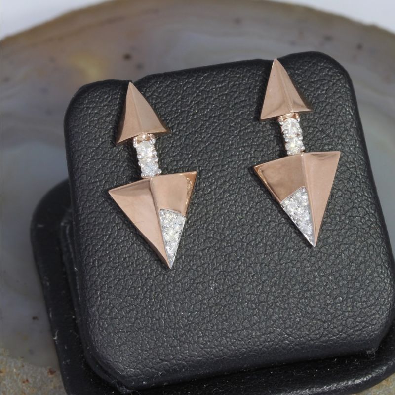 Sale! Wert 1650 € Brillant Ohrringe (0,25 carat) in 585er 14 K Rosegold - 87075