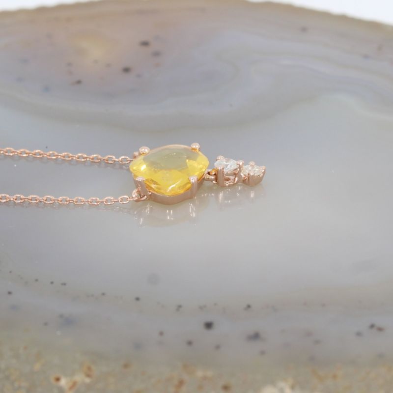 Sale! Wert 990 € Brillant Saphir Collier in 585er 14 K Rosegold - 87085
