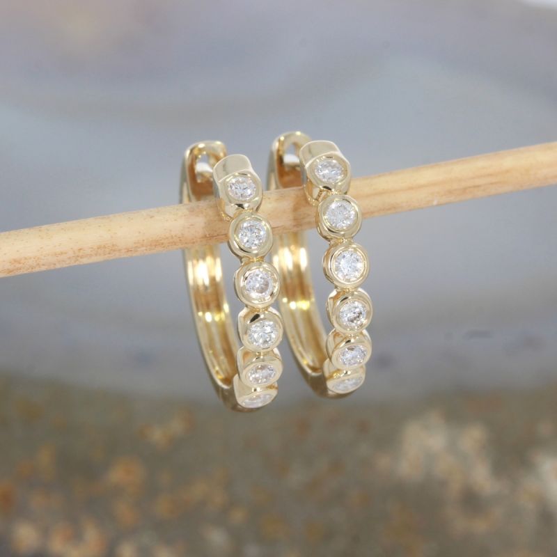 Wert 1250 € Brillant Creolen (0,19 carat) in 585er 14 K Gelbgold - H1437