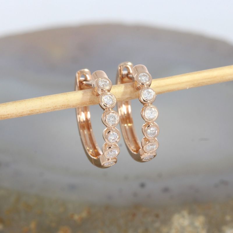 Wert 1250 € Brillant Creolen (0,20 carat) in 585er 14 K Roségold - H1438