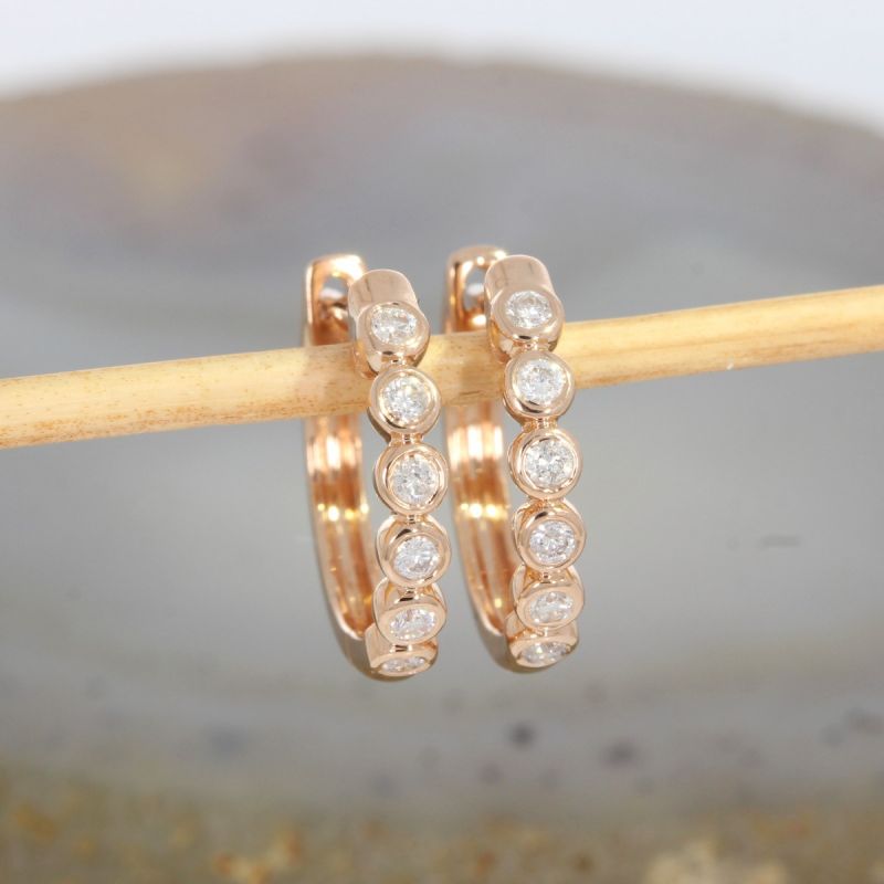 Wert 1250 € Brillant Creolen (0,20 carat) in 585er 14 K Roségold - H1438