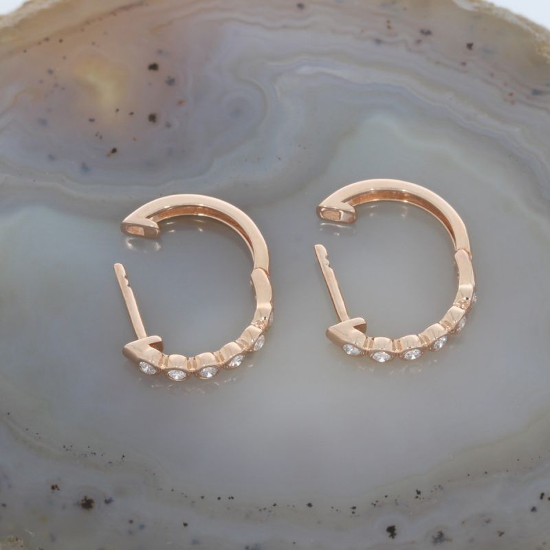 Wert 1250 € Brillant Creolen (0,20 carat) in 585er 14 K Roségold - H1438