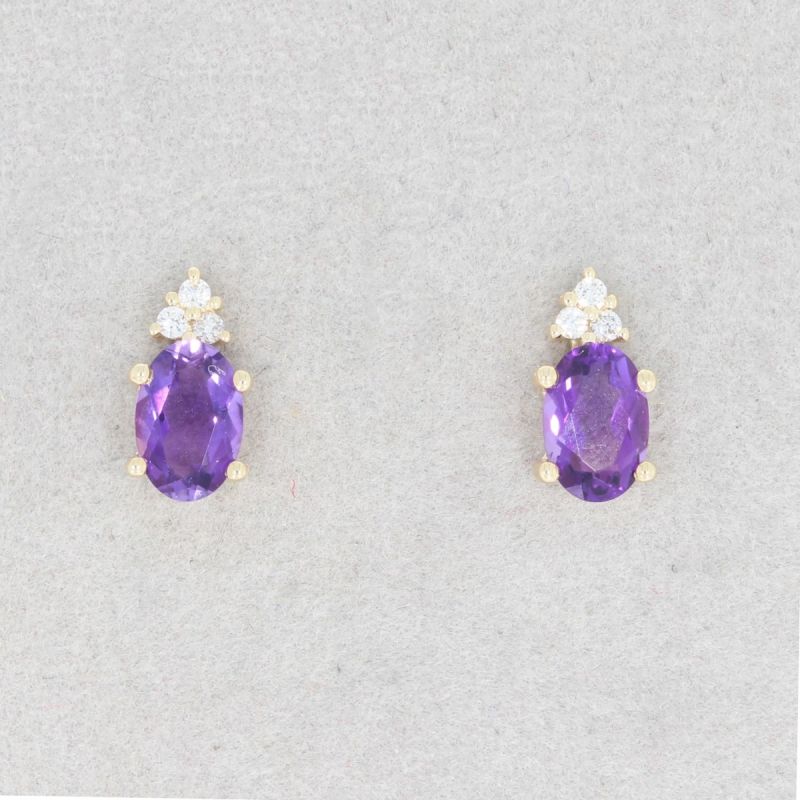 Wert 630 € Brillant Amethyst Ohrstecker in 585er 14 K Gelbgold - H1467