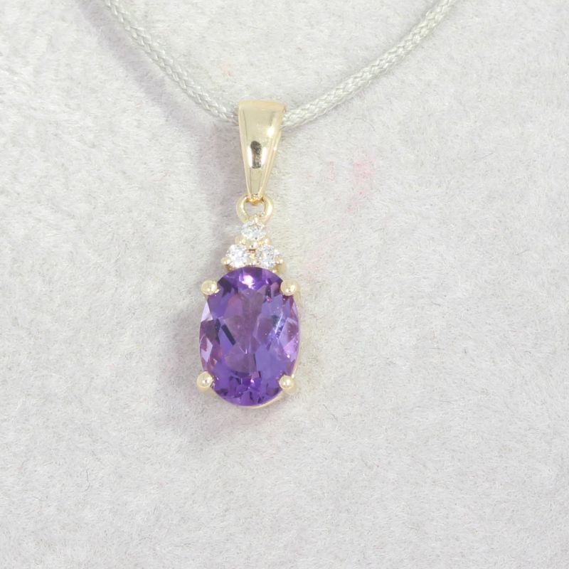 Wert 390 € Brillant Amethyst Anhänger in 585er 14 K Gelbgold - H1468