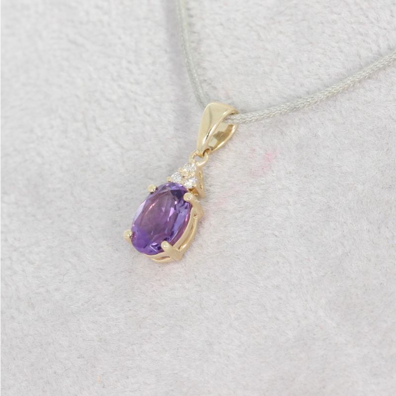Wert 390 € Brillant Amethyst Anhänger in 585er 14 K Gelbgold - H1468