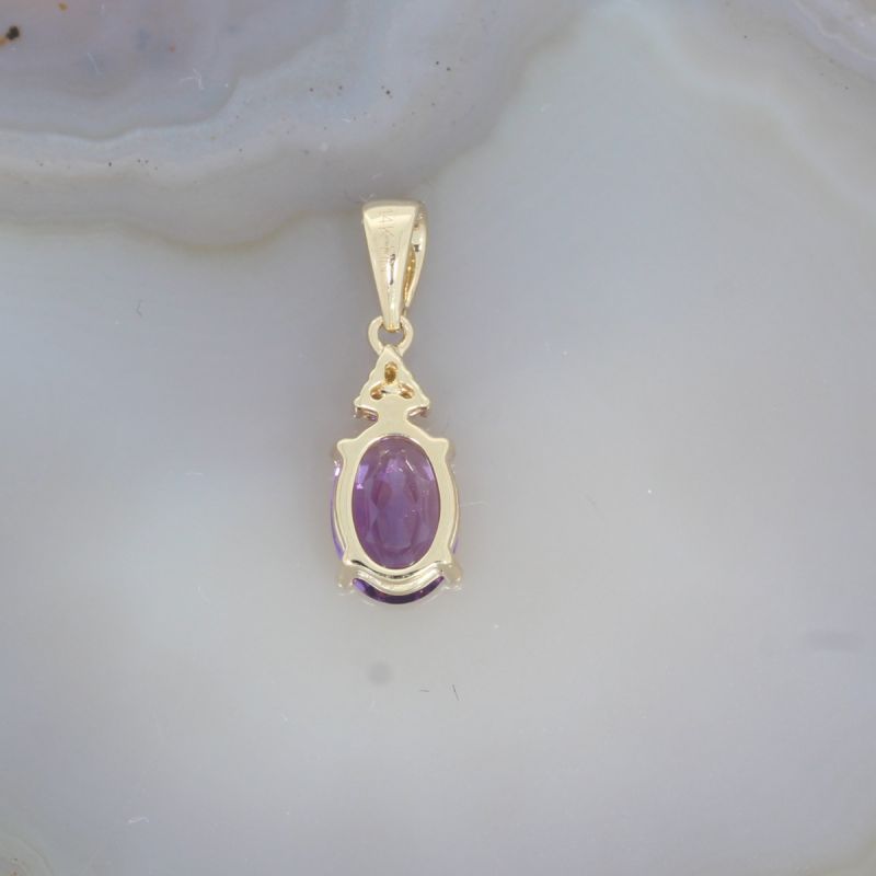 Wert 390 € Brillant Amethyst Anhänger in 585er 14 K Gelbgold - H1468