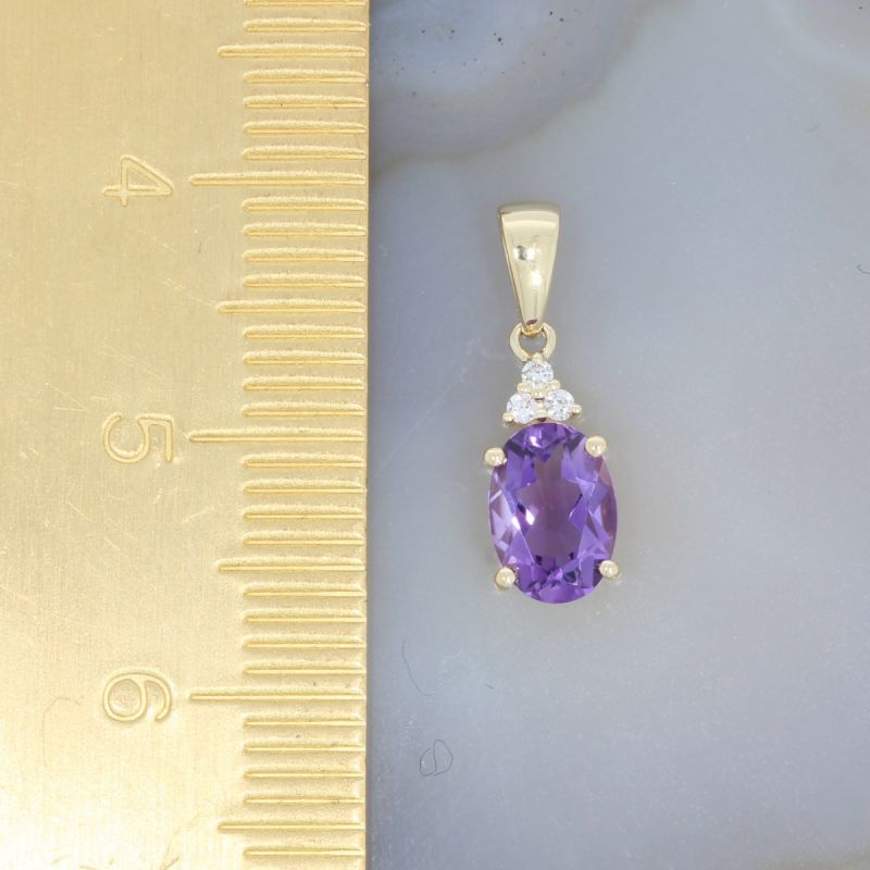 Wert 390 € Brillant Amethyst Anhänger in 585er 14 K Gelbgold - H1468