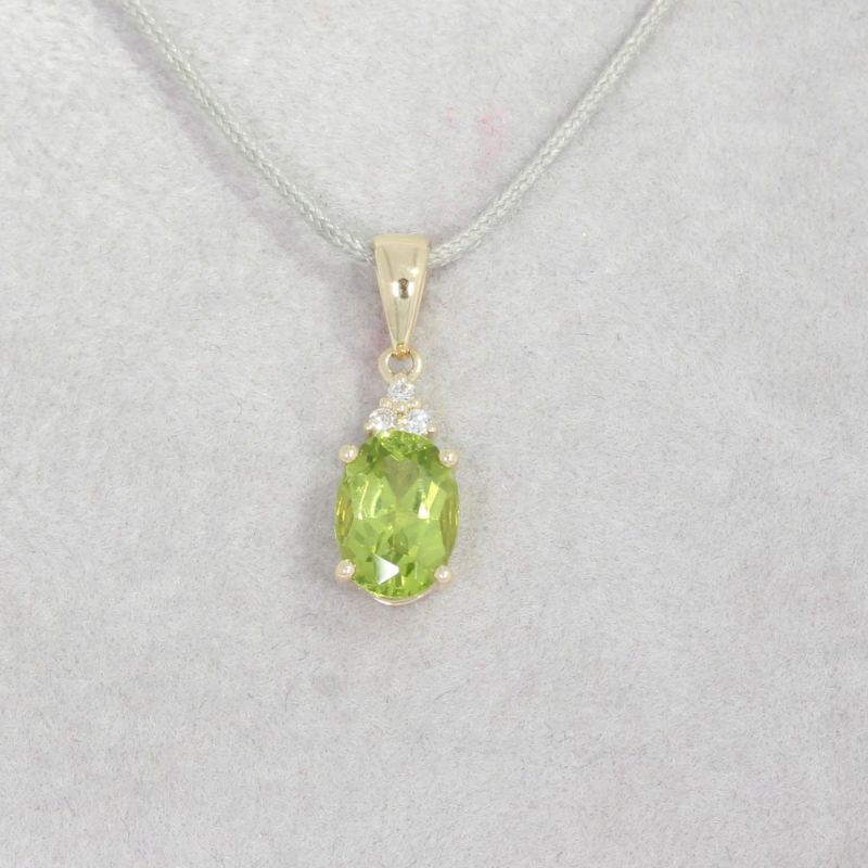 Wert 390 € Brillant Peridot Anhänger in 585er 14 K Gelbgold - H1460