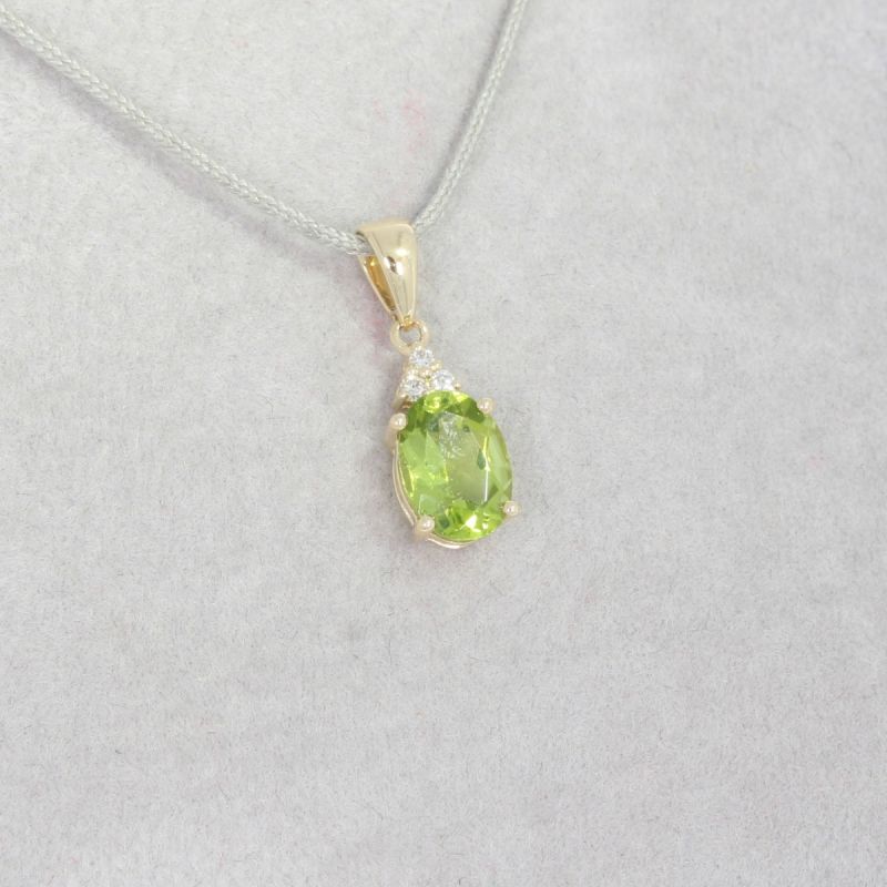 Wert 390 € Brillant Peridot Anhänger in 585er 14 K Gelbgold - H1460