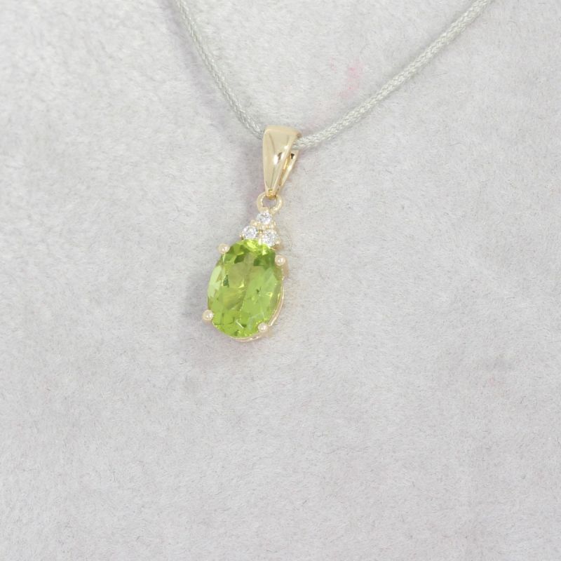 Wert 390 € Brillant Peridot Anhänger in 585er 14 K Gelbgold - H1460