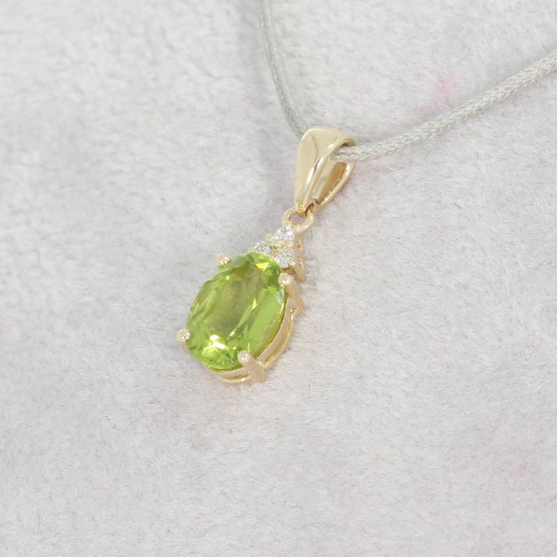 Wert 390 € Brillant Peridot Anhänger in 585er 14 K Gelbgold - H1460