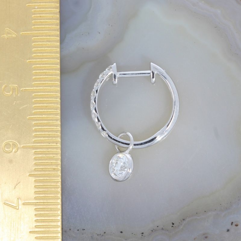 Wert 3970 € Brillant Creolen mit Solitär Einhänger in 585er 14 K Weißgold - H1472