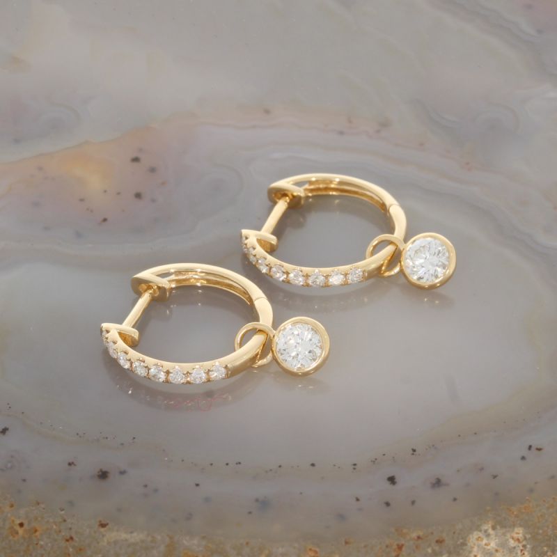 Wert 3970 € Brillant Creolen mit Solitär Einhänger in 585er 14 K Gelbgold - H1473