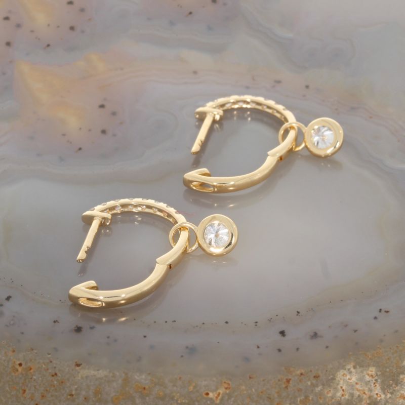 Wert 3970 € Brillant Creolen mit Solitär Einhänger in 585er 14 K Gelbgold - H1473