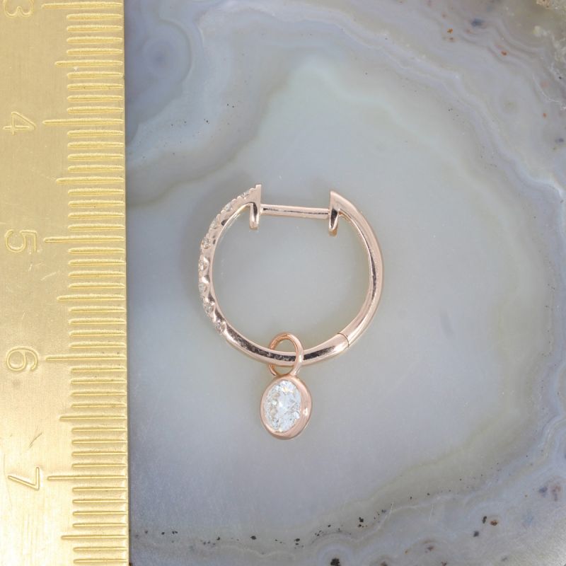 Wert 3970 € Brillant Creolen mit Solitär Einhänger in 585er 14 K Roségold - H1474