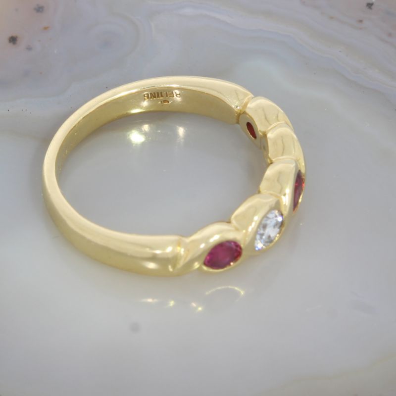 Wert 2100 € Brillant Rubin Ring in 750er 18 K Gelbgold - 87630