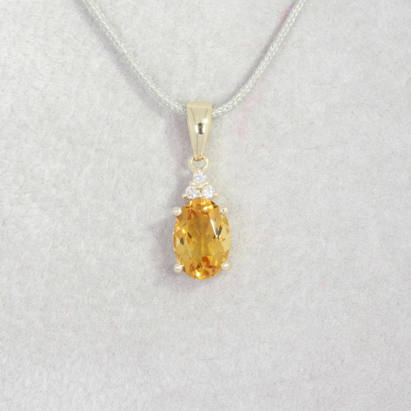 Wert 390 € Brillant Citrin Anhänger in 585er 14 K Gelbgold - H1462