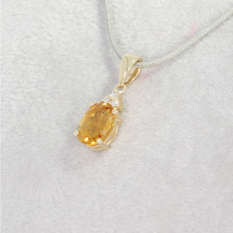 Wert 390 € Brillant Citrin Anhänger in 585er 14 K Gelbgold - H1462