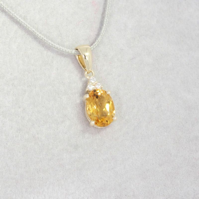 Wert 390 € Brillant Citrin Anhänger in 585er 14 K Gelbgold - H1462