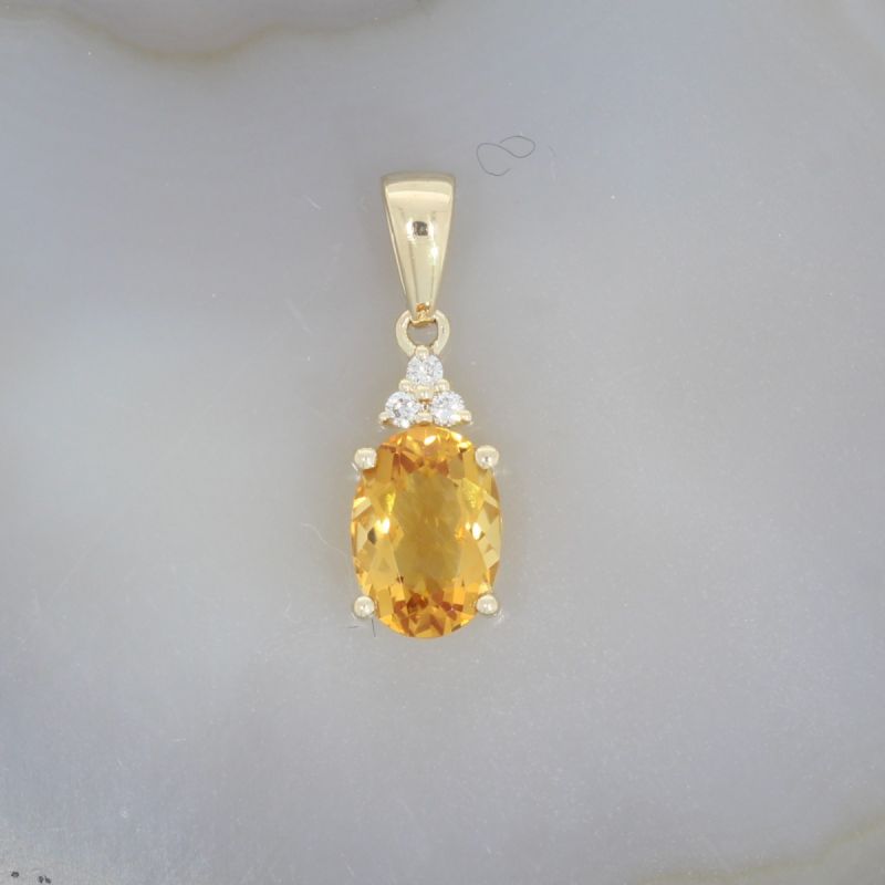Wert 390 € Brillant Citrin Anhänger in 585er 14 K Gelbgold - H1462