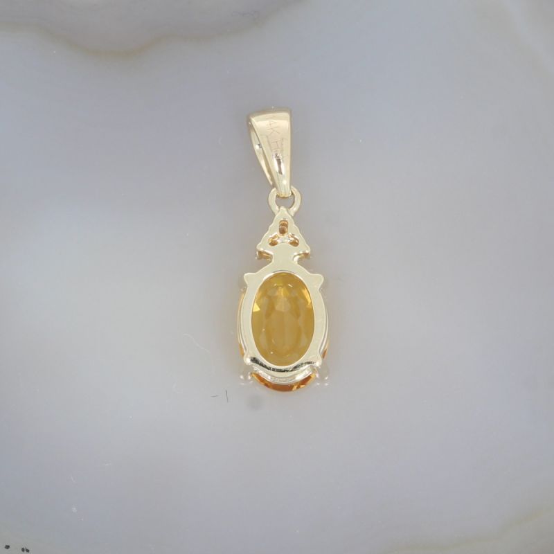 Wert 390 € Brillant Citrin Anhänger in 585er 14 K Gelbgold - H1462