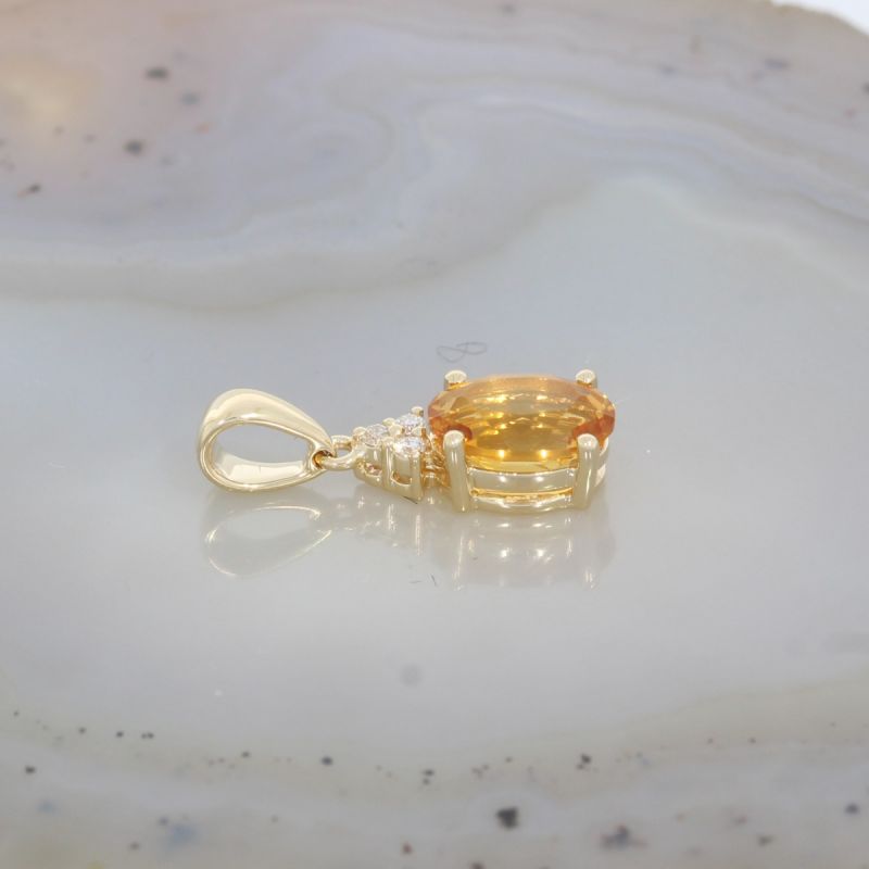 Wert 390 € Brillant Citrin Anhänger in 585er 14 K Gelbgold - H1462